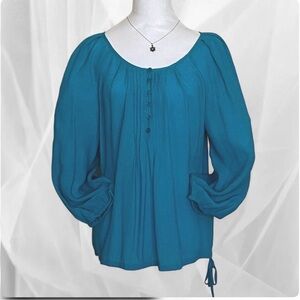 Christopher & Banks Teal Boho Peasant Blouse
